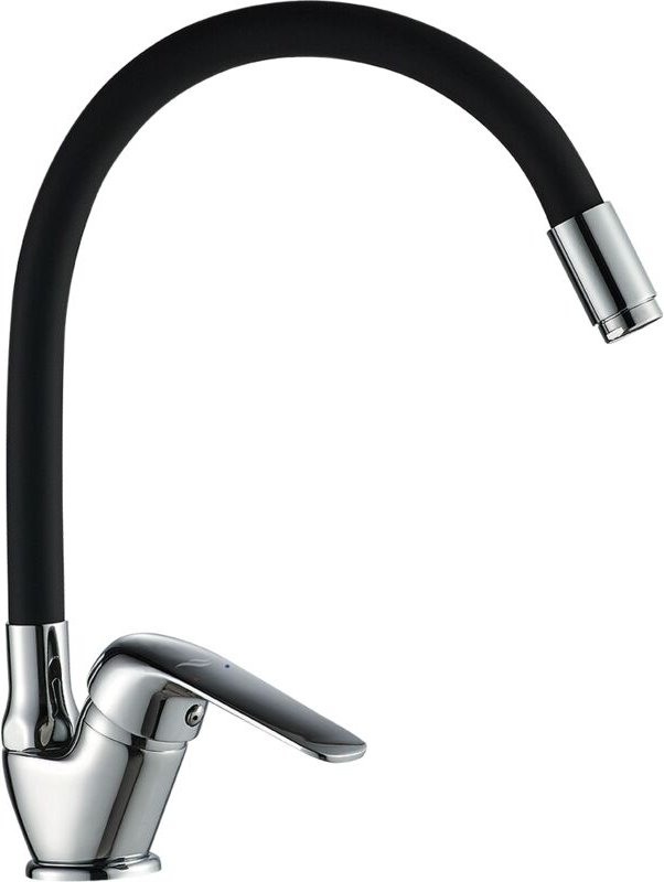 Freistehender Spültischhahn mit flexiblem Auslauf, schwarzer Küchenhahn