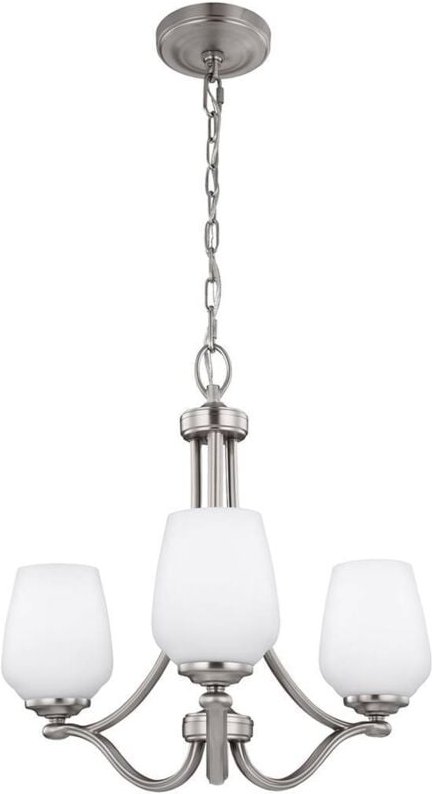 Kronleuchter Hängelampe Deckenleuchte Stahl Glas Nickel d 48,3 cm Esszimmerlampe
