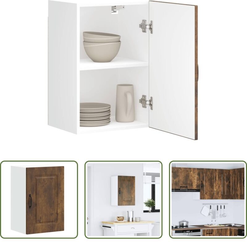 Holzwerkstoff - Küchen-Hängeschrank Kalmar Räuchereiche Holzwerkstoff