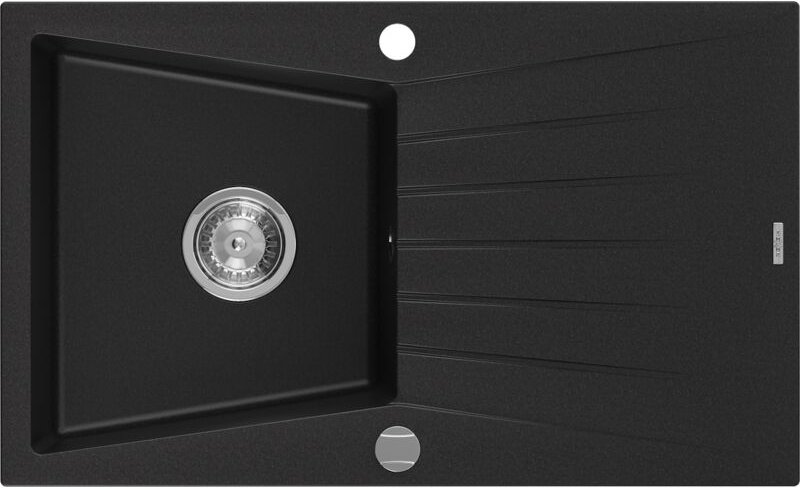 Thumbnail - Cesar Granitspüle mit einem Becken und einer Abtropffläche 775 x 470 mm, Schwarz - 6514771010- - Mexen