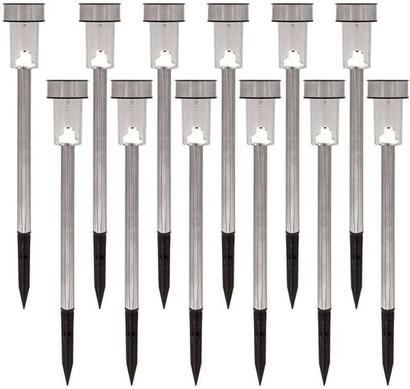 Set mit 12 Solar-LED-Gartenleuchten (warmweißes Licht)