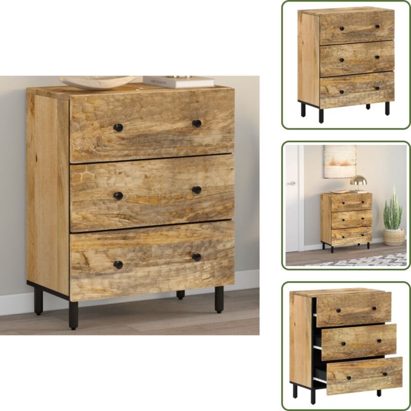 The Living Store Beistellschrank 60x33x75 cm Massivholz Mango - Massivholz