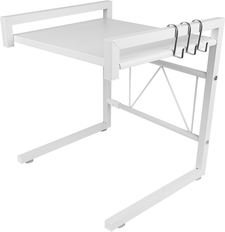 Küchenregal Mikrowellenhalter Mikrowelle Regale Toaster Stand Regal (40-65)x42cm mit 3 Haken weiß