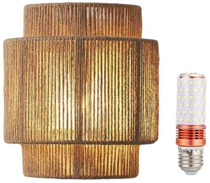 Japanische Retro Rattan Weben Wand Lampe led Drei-Farbe Licht Wandlampen Zimmer Schlafzimmer Nacht Korridor