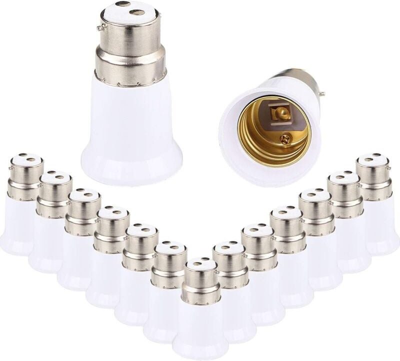B22 auf E27 Fassungsadapter, Lampensockelkonverter, Lampenfassungsadapter für LED-Lampen und Glühlampen, 15 Stück