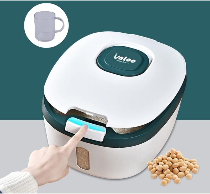 Reisspender für die Küche-luftdichter Eimer-reisspender-Mit Klappdeckel-Mit Messbecher-Großes, luftdichtes Trockenfutter...