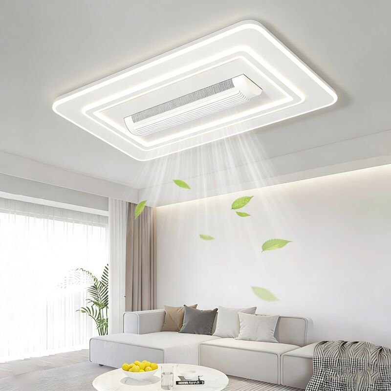 Großer, blattloser Deckenventilator mit Lampe, moderne 120-W-LED-Deckenleuchte mit Ventilator und Fernbedienung, 3 Farbt...