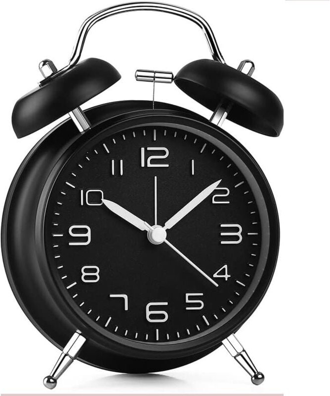 Linghhang - Doppelglockenwecker mit Hintergrundbeleuchtung, 4-Zoll-stereoskopisches Zifferblatt, lauter batteriebetriebe...