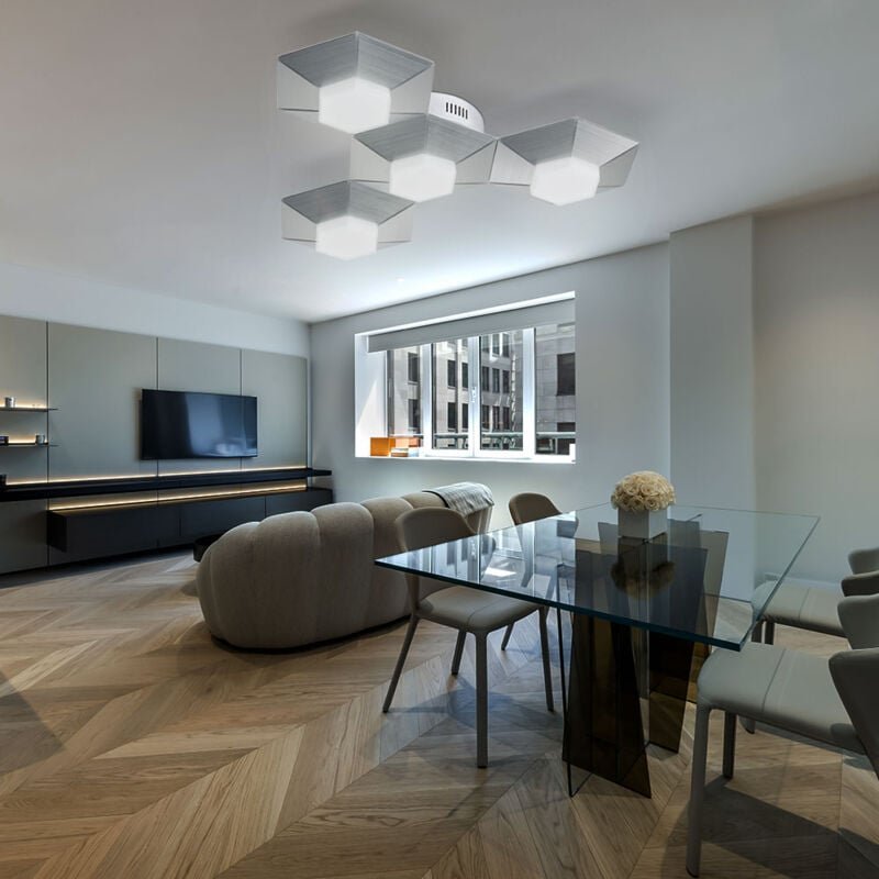 Led Deckenleuchte dimmbar Deckenlampe Wohnzimmer Modern Designer Lampen Wohnzimmer, 3 Stufen, Alu, 18W 1550Lm warmweiß, ...