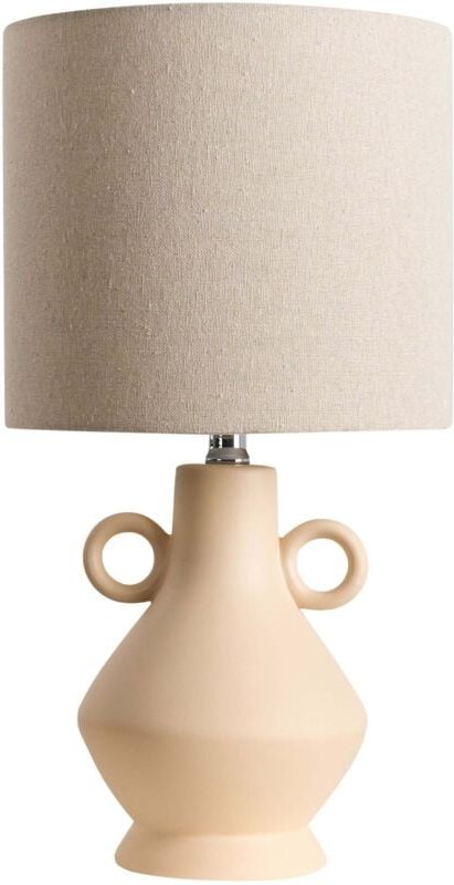 Beliani - Tischlampe Beige Keramikfuß Lampenschirm aus strukturiertem Stoff trommelförmig Raumbeleuchtung
