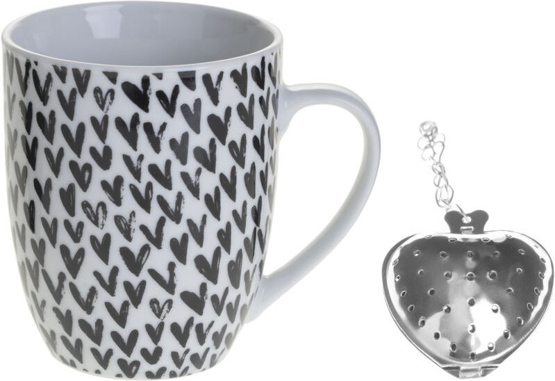 Secret De Gourmet - amor Porzellan Teebecher 360 ml schwarze Herzen