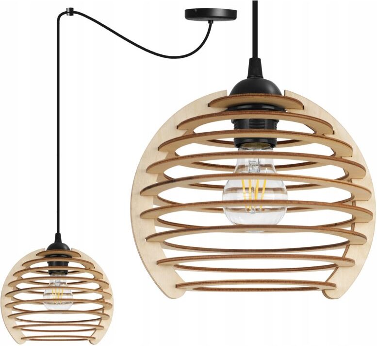 Hängelampe, Deckenleuchter, Holz, LED-Lampenschirm