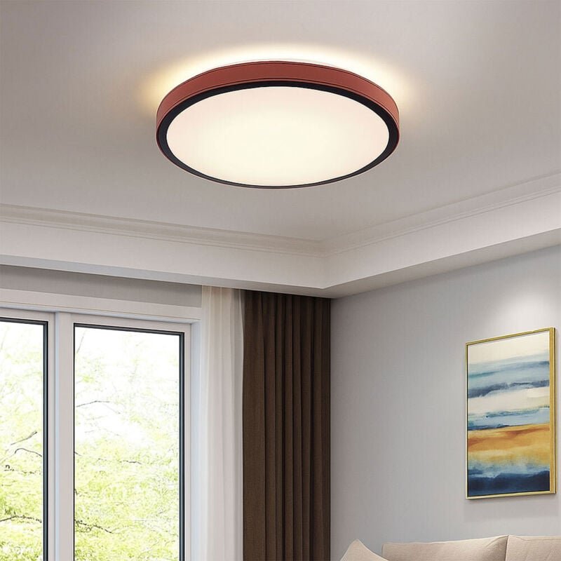 Globo Lighting - led Deckenlampe Wohnzimmerleuchte braun Deckenleuchte rund Tageslichtlampe, Lichtfarben einstellbar, Al...