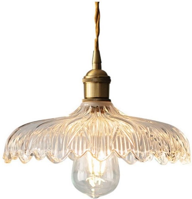 Retro Pendelleuchte Transparent Glas Hängelampe Lampenschirm Höhenverstellbare Deckenleuchte für Schlafzimmer Wohnzimmer