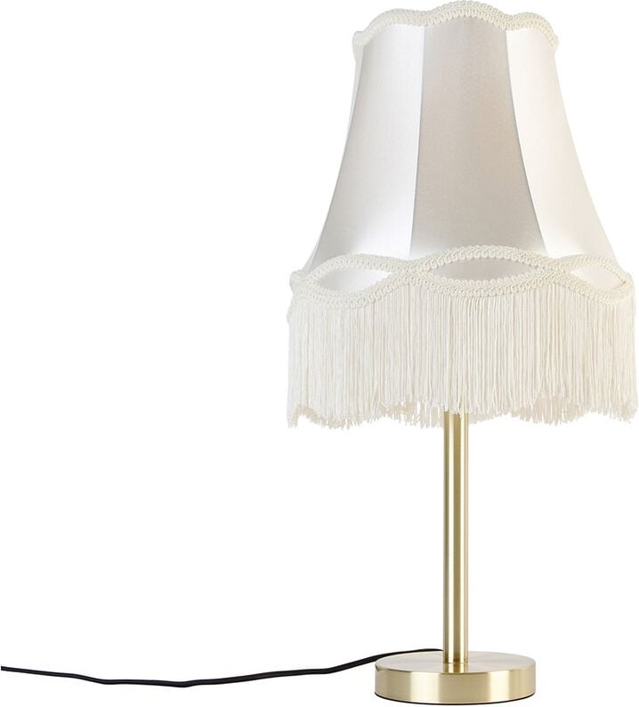 Klassische Tischlampe Messing mit Granny-Schirm creme 30 cm - Simplo