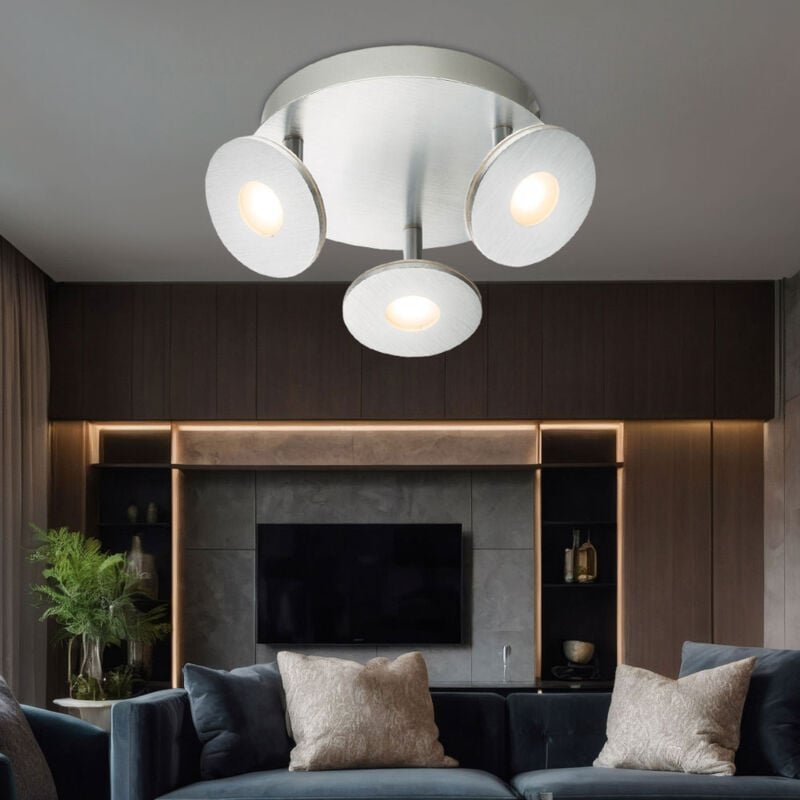 Globo Lighting - Deckenleuchte 3 flammig led Deckenlampe Wohnzimmerleuchte Spotlampe verstellbar, Aluminium gebürstet Ku...