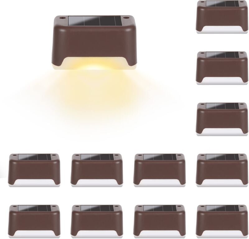 Solarleuchten für den Außenbereich, 12er-Pack Treppenlichter, wasserdichte LED-Leuchten für Außentreppen, Stufen, Zaun, ...