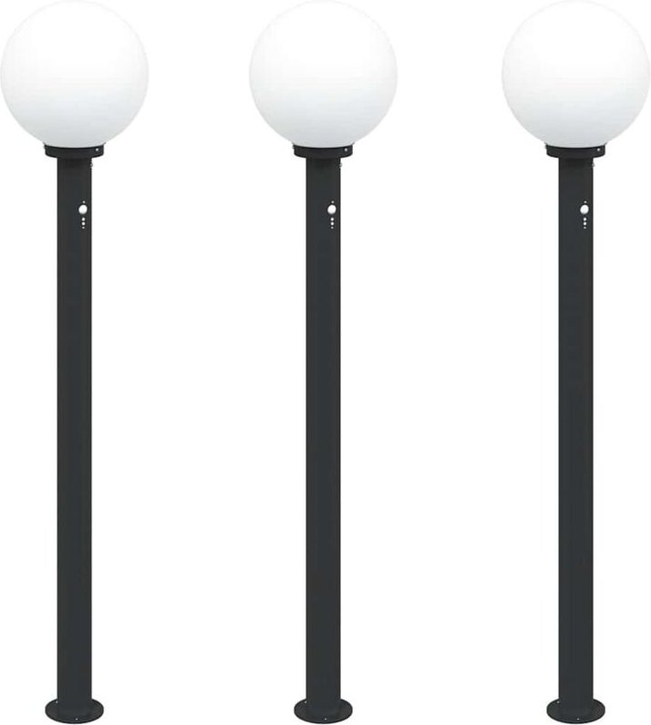 Pollerleuchten mit Sensor 3 Stk. 120 cm Schwarz IP44 vidaXL