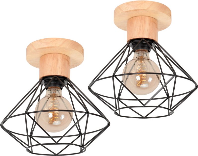 2 Stücke E27 Deckenleuchte Retro Style Semi Flush Mount Deckenlampe Metall für Korridor Wohnzimmer Esszimmer Küche - 22C...