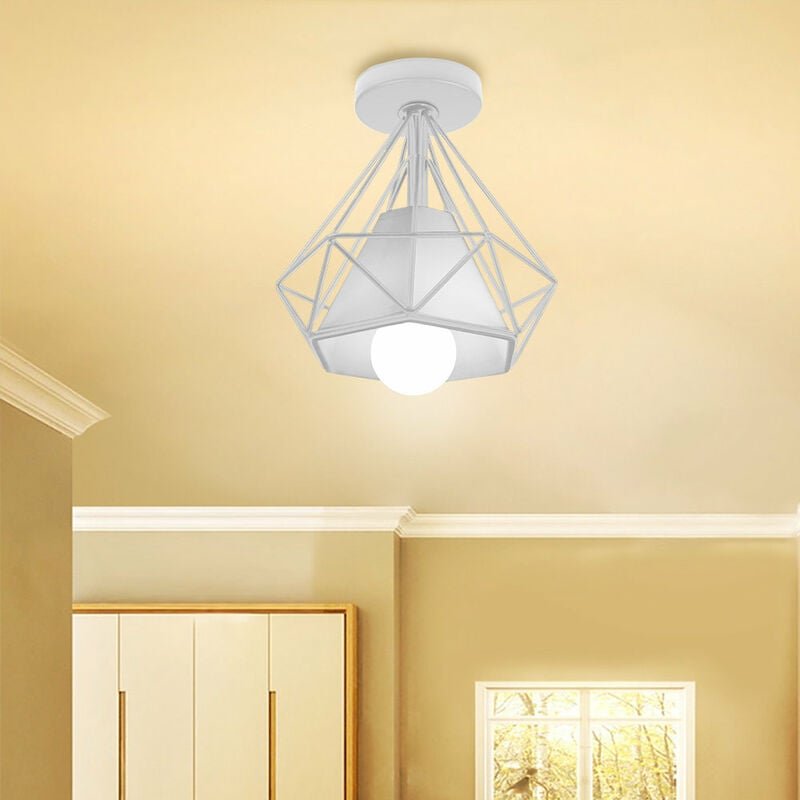 Deckleuchte Diamant Vintage Industriell Stil Deckenlampe mit Ø20cm Lampenschirm Innen E27 Fassung für Wohnzimmer Schlafz...