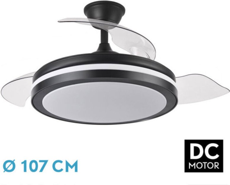 Fabrilamp - Ventilator dc esparta plus 72w 6120lm schwarz 107d 3aspas 3aspas desp.3000-4000-6000k remote+ timer+ memory