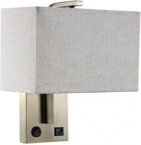 Wandleuchte 1xe27 und Port usb agatha Leder/beige pant.beige 27x25x15cm mit Schalter