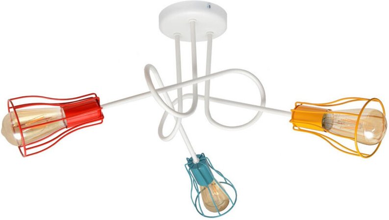 Oxford Halbbündige Deckenleuchte mit mehreren Armen Weiß, Orange, Rot, Türkis 64 cm - Helam