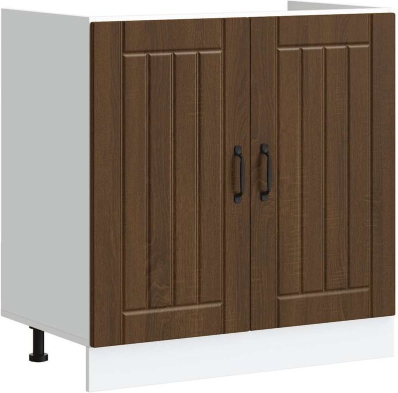 Spülenunterschrank Lucca Braun Eichen-Optik Holzwerkstoff Vidaxl