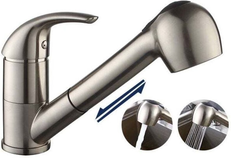 Homelody® Küchenarmatur mit Ausziehbarer Brause Küchenarmatur 2 Strahlarten zur Auswahl Gebürstet Küchenarmatur Spültisc...