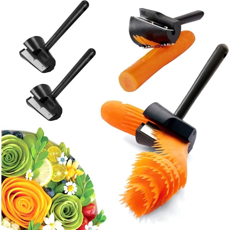 2-teiliger Gemüsespiralschneider, Spiralenschäler – Spiral-Trichter-Blumenrollen-Küchenschneider für Obst und Gemüse, Ka...