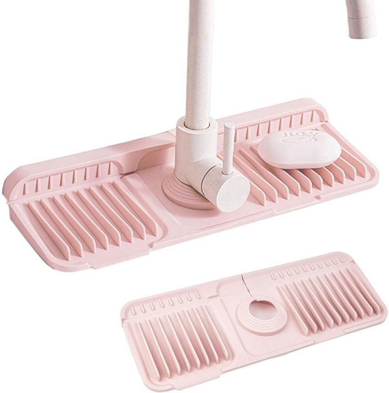 Abtropfmatte für Geschirr, Küchenarmatur-Abtropfmatte, Silikon, Zubehör für Küchenspülen, 37 x 14 x 2,1 cm