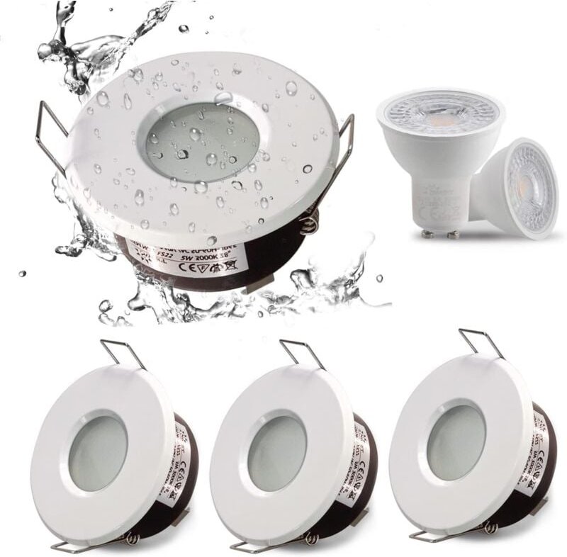 IP65 wasserdichter LED-Einbaustrahler, GU10-Sockelkonfiguration, geeignet für Badezimmer- und Küchenstrahler (Glühbirne ...