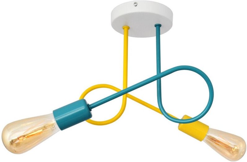 Helam OXFORD Halbbündige Deckenleuchte mit mehreren Armen Weiß, Gelb, Türkis 38cm