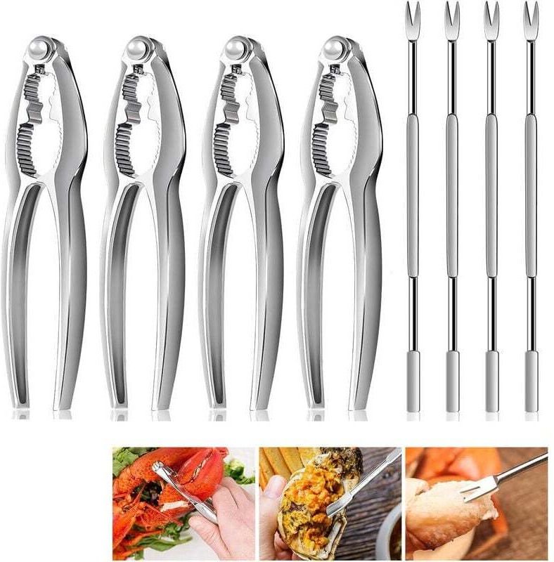 Ensemble de 8 pinces à homard et cure-dents, pinces à crabe, pinces et fourchettes à fruits de mer en acier inoxydable, ...