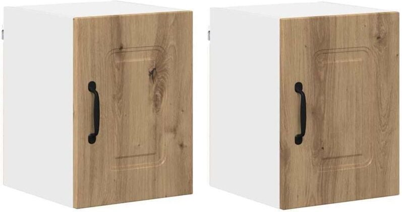 Küchenhängeschrank mit Tür 2 pcs Artisan-Eiche 30 x 31 x 40 cm vidaXL