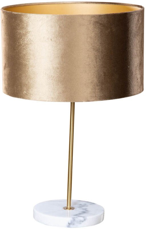 Tischleuchte Messing mit braunem Samt-Schirm 35cm - Kaso