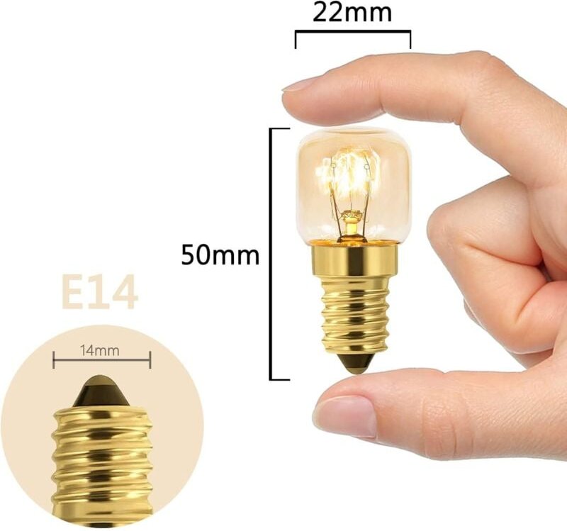 Aougo - 5er-Set Salzbirne 15W E14 T22, warmweiße Glühlampe 2700K, 80LM, ac 230V, Ofenbirne 15W 300°, für Backofen, Kühls...