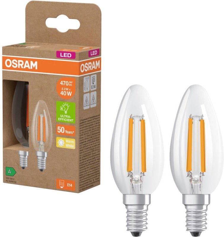 OSRAM HOMELIGHTING 4099854255472 LED EEK A (A - G) E14 Kerzenform 2.2 W = 40 W Warmweiß (Ø x H) 35 m