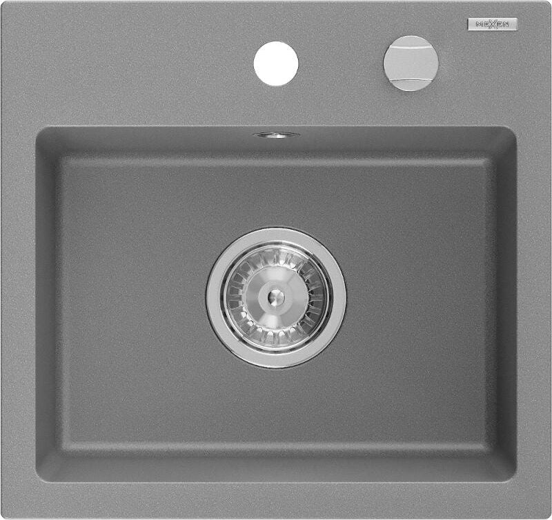 Milo 1-Becken-Granit-Spüle 435 x 410 mm, Grau - 6505441000-71 - Mexen