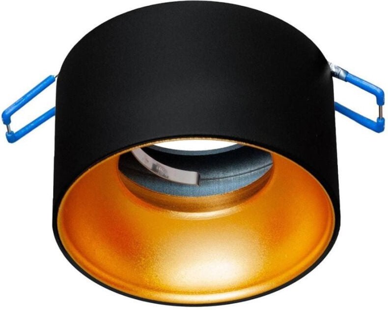 Trade Shop Traesio - Trade Shop - schwarz gold einbaustrahler halterung 70 mm deckenleuchte led lampen GU10 GU5.3 -