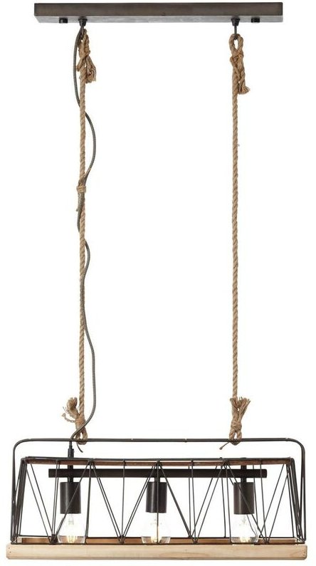 Lampe Narcy Pendelleuchte 3flg burned steel/holz 3x A60, E27, 40W, geeignet für Normallampen (nicht enthalten) Für LED-L...