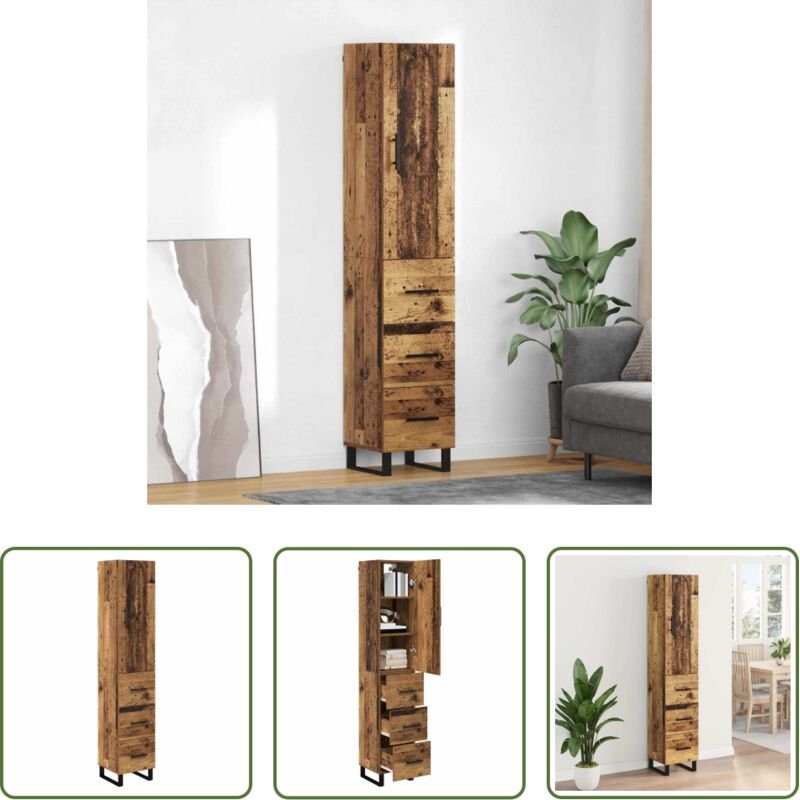 Altholz Hochschrank - Highboard Altholz 34,5 x 34 x 180 cm Holzwerkstoff