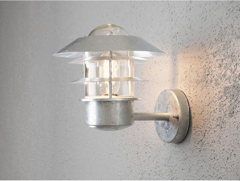 Stylische Außen Wandlaterne MODENA stehend, Stahl Silber, Höhe 24cm