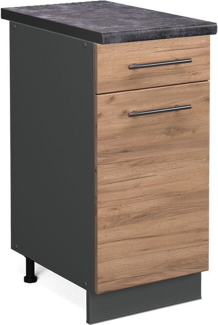 Vicco - Küchenunterschrank Fame-Line, Goldkraft Eiche, 40 cm , ap Anthrazit