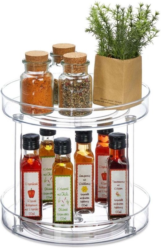 Two tier plastic turntable organizer 27cm diameter