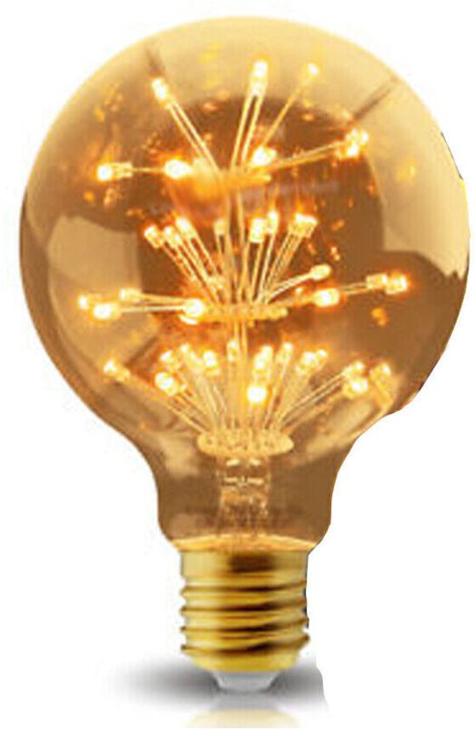 3-W-Led-Lampe, Warmweiß, E27-Sockel, G95-Kugelform, Heller Stern, 2200 K