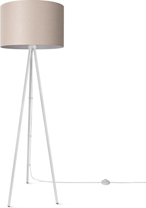 Stehleuchte Wohnzimmer Schlafzimmer Dreibein Stofflampenschirm Stehlampe E27 Uni Stehleuchte-Weiß - Typ 2, Beige (Ø45.5 ...