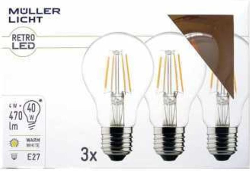 FP - Müller-Licht 400293 led eek e (a - g) E14 Tropfenform 4 w = 40 w Warmweiß 3 St.