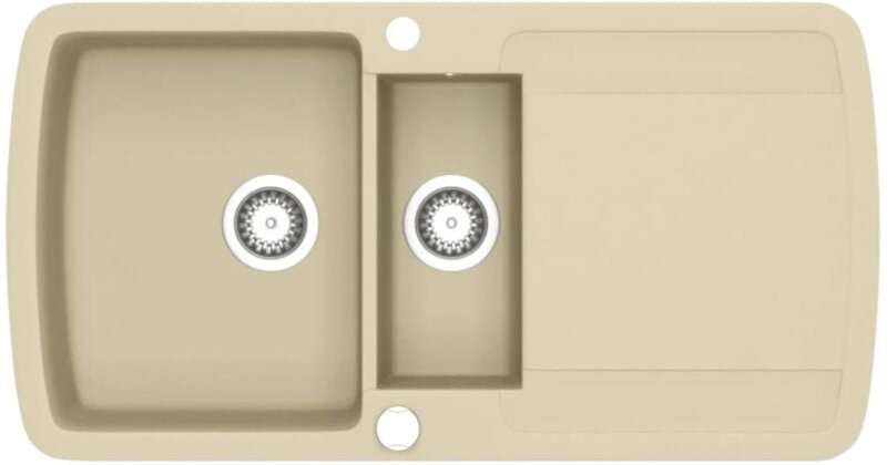 Granitspüle Doppelbecken Beige Vidaxl