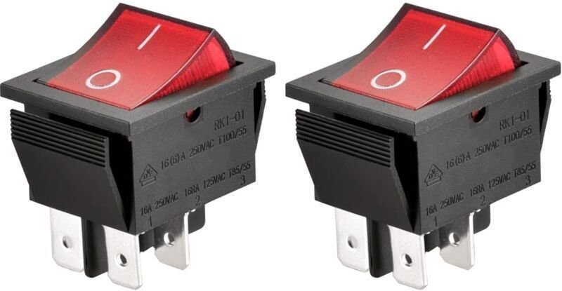 4-poliger EIN/AUS-Wippschalter, rotes Licht (2er-Pack)